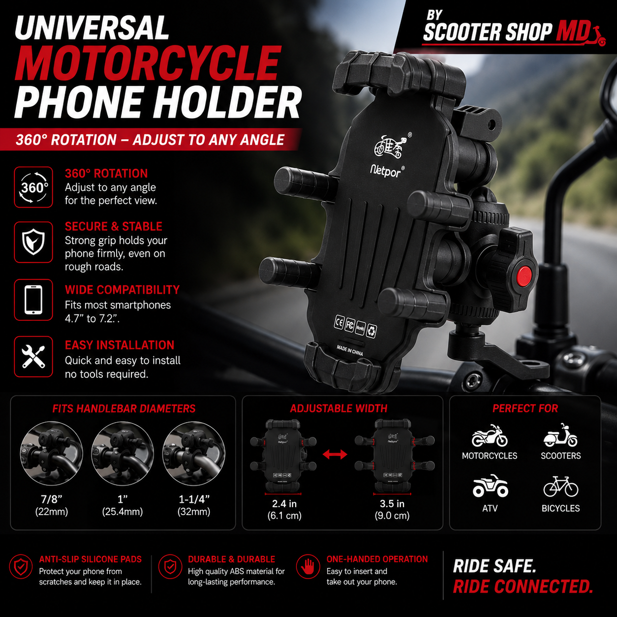 Anti-vibration cell phone holder